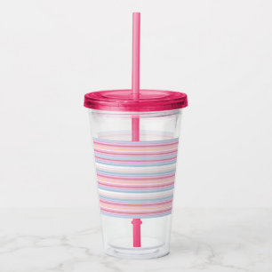 Cute white pinky stripes  acrylic tumbler