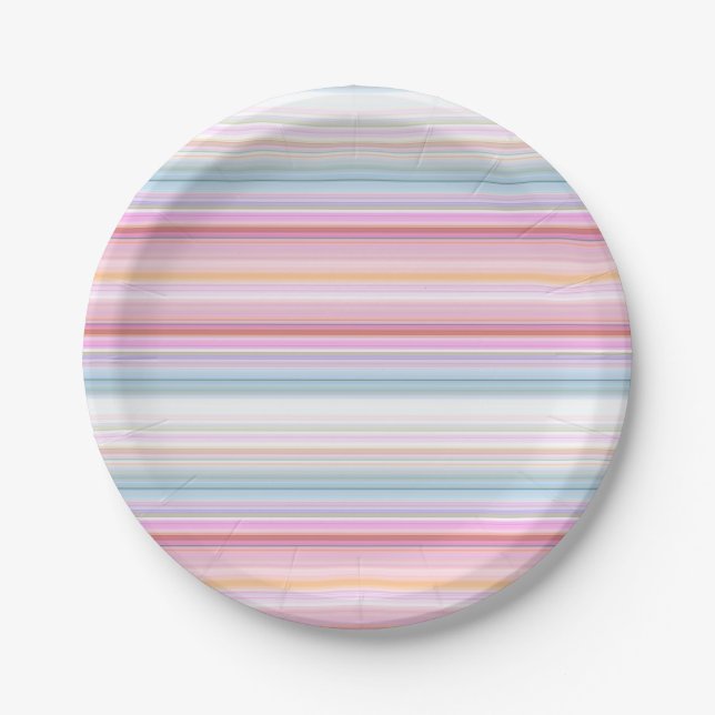Cute white pinky stripes  paper plate (Front)