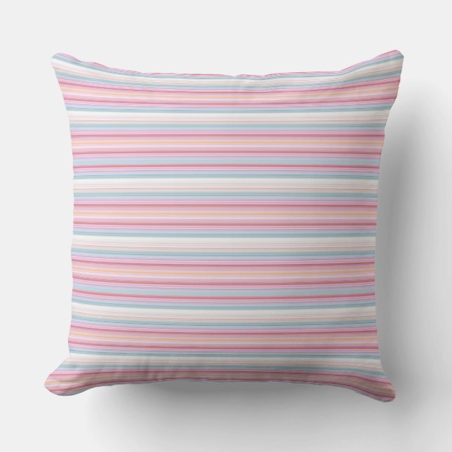 Cute white pinky stripes  throw pillow (Front)