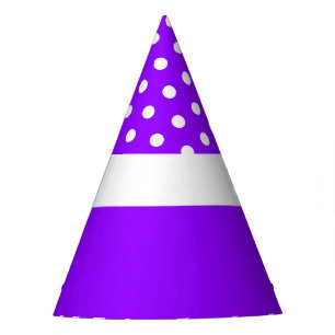 Cute White Polka Dots Bright Purple Background Party Hat
