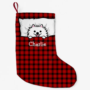 Cute White Pomeranian Personalized Name Small Chr Christmas Stocking