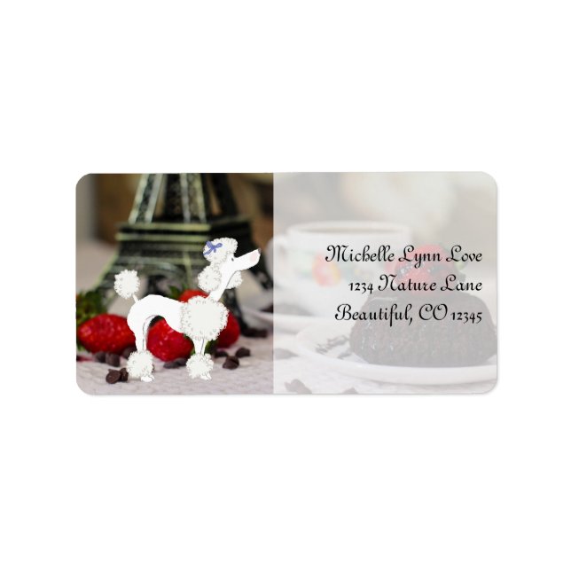 Cute White Poodle Eiffel Tower Paris Dog Address Label (Front)