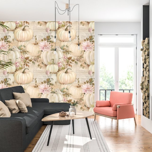 Cute White Pumpkin Fall Halloween Party Kids  Wallpaper (Creator Uploaded)