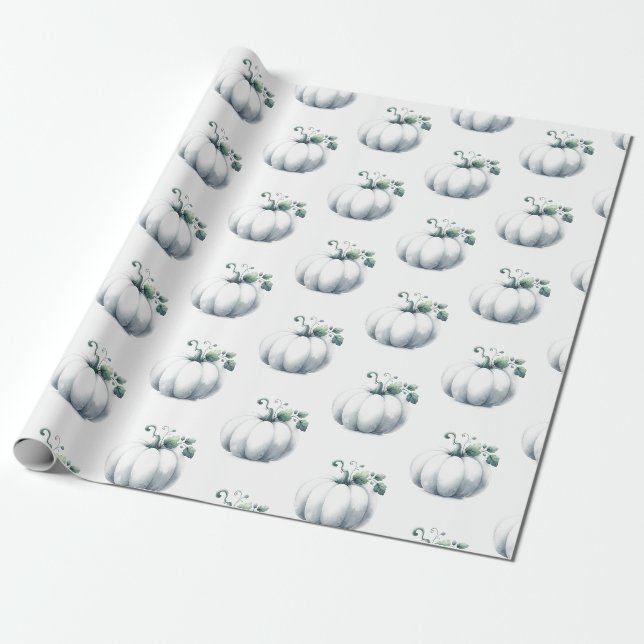 Cute White Pumpkin Gift Wrap (Unrolled)