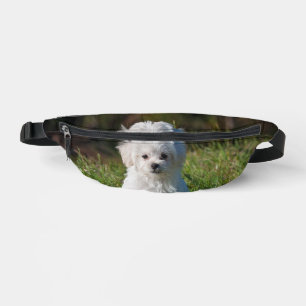 Cute white puppy fanny pack