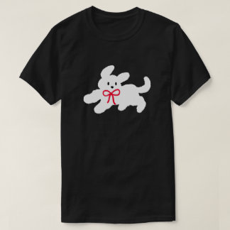 Cute White Puppy with Red Bow Coquette Aesthetic T-Shirt
