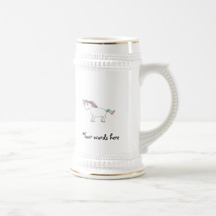 Cute white rainbow unicorn beer stein