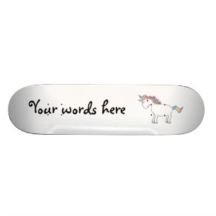 Cute white rainbow unicorn skateboard