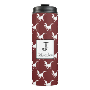 Cute White Raptor Dinosaur Personalized Thermal Tumbler