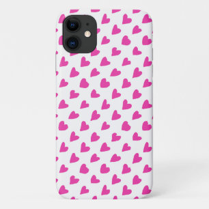 Cute white red hearts patterns iPhone 11 case