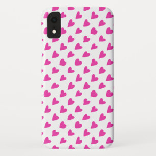 Cute white red hearts patterns iPhone XR case