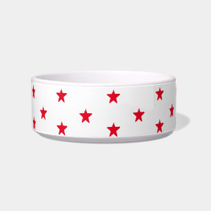 Cute white red stars pattern modern dog cat bowl
