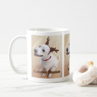 Cute White Reindeer Dog Hot Chocolate Christmas