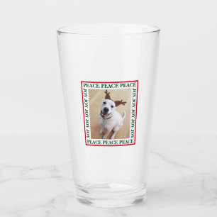 Cute White Reindeer Dog Peace Joy Photo Frame Glass