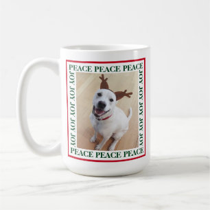 Cute White Reindeer Dog Peace Joy Single Photo Coffee Mug