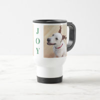 Cute White Reindeer Puppy Dog Green Joy Christmas