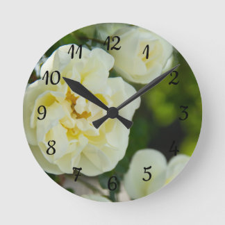 Cute white roses for positive   round clock
