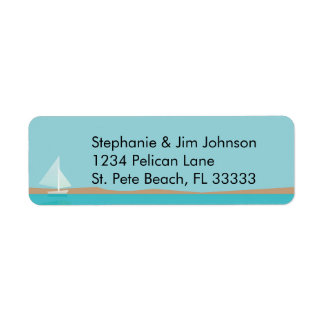 Cute White Sailboat Clear Blue Sky Return Address