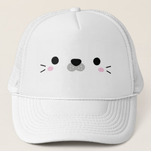 Cute White Seal Pup Face Trucker Hat