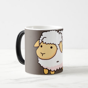Cute White Sheep Animal Illustration Magic Mug