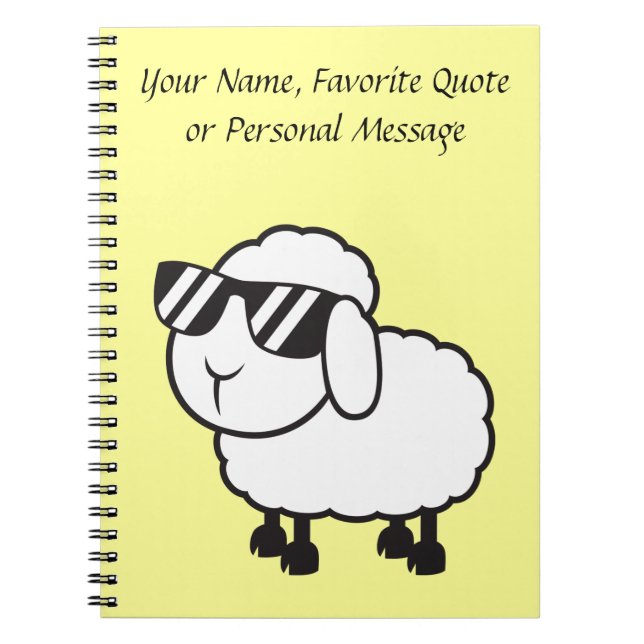 Cute White Sheep Cartoon Notebook (Front)