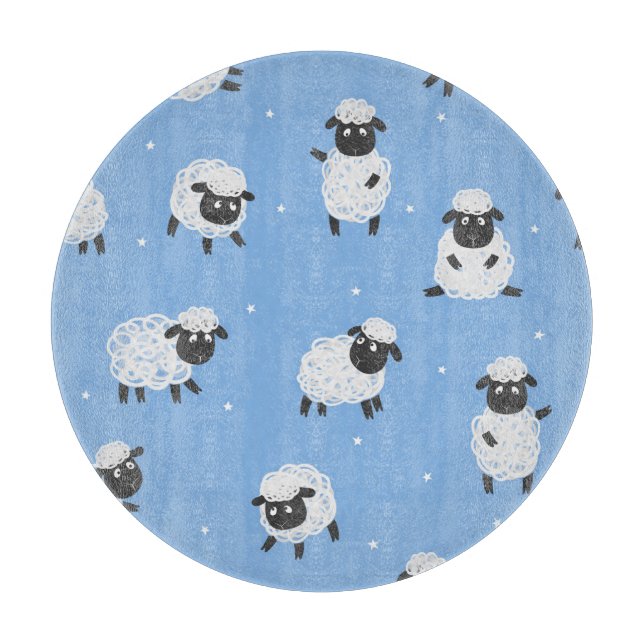 Cute white sheep: vintage lambs. cutting board (Front)
