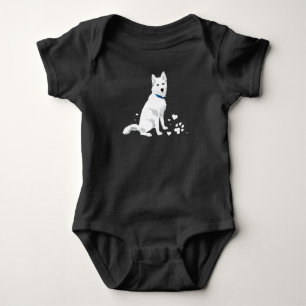 Cute White Siberian Husky - Sweet White Snow Dog Baby Bodysuit