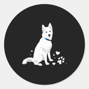Cute White Siberian Husky Sweet White Snow Dog  Classic Round Sticker