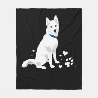 Cute White Siberian Husky - Sweet White Snow Dog Fleece Blanket