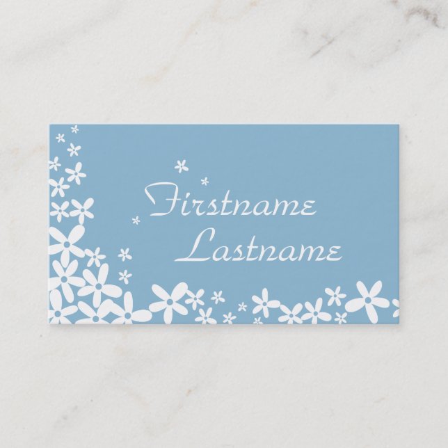 Cute white snowflakes flowers business card (Front)