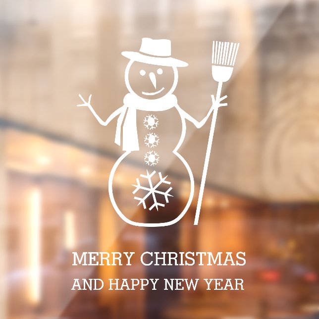 Cute white snowman and snowflakes window cling (Sheet 2)