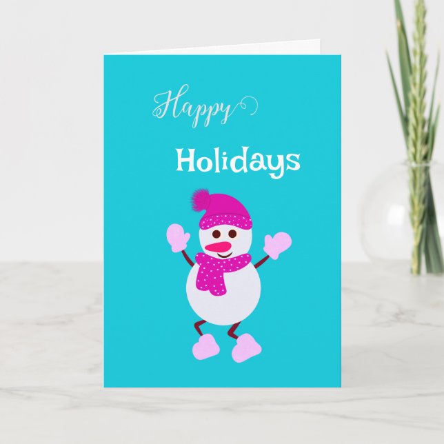 Cute white snowman card (Front)
