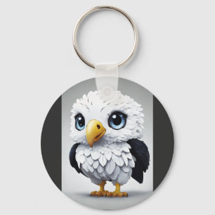 Cute White Spotted Eagle Cartoon Keychain