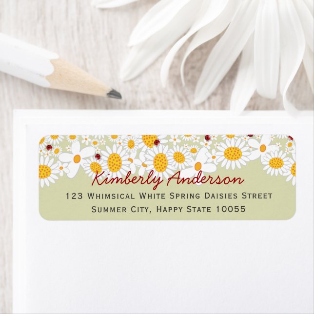 Cute White Summer Daisies Anniversaire Adresse de  (En situation)