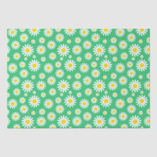 Cute White Summer Daisies on Green Tissue Paper