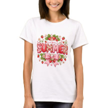 Cute White Summer Graphic T-Shirt