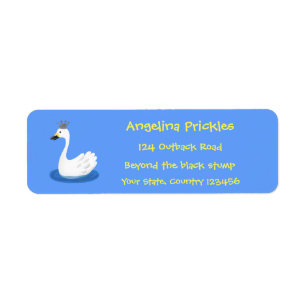 Cute white swan with crown cartoon