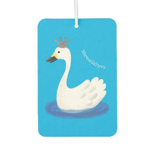 Cute white swan with crown cartoon air freshener