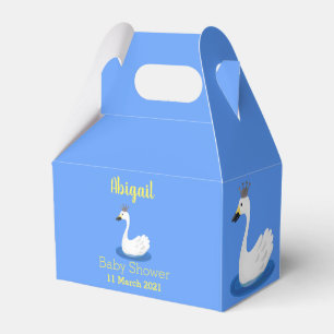 Cute white swan with crown cartoon favor box