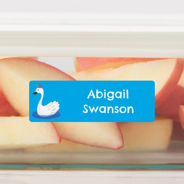 Cute white swan with crown cartoon personalized (Affixed)