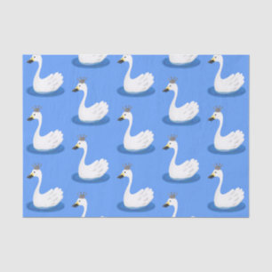 Cute white swan with crown cartoon tissue paper