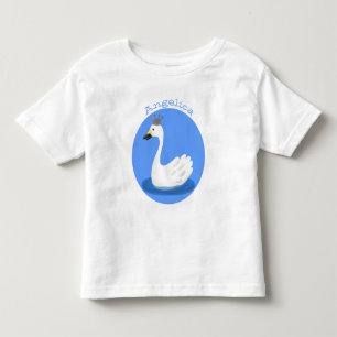 Cute white swan with crown cartoon toddler t-shirt