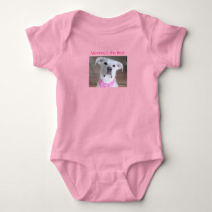 Cute White Sweet Puppy Dog Mommy Pink Baby Bodysuit