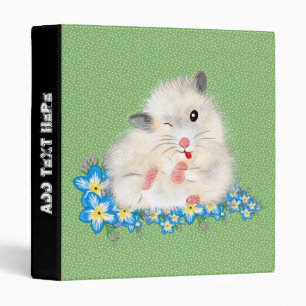 Cute white Syrian hamster accessories, green polka Binder
