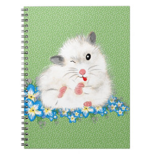 Cute white Syrian hamster accessories, green polka Notebook