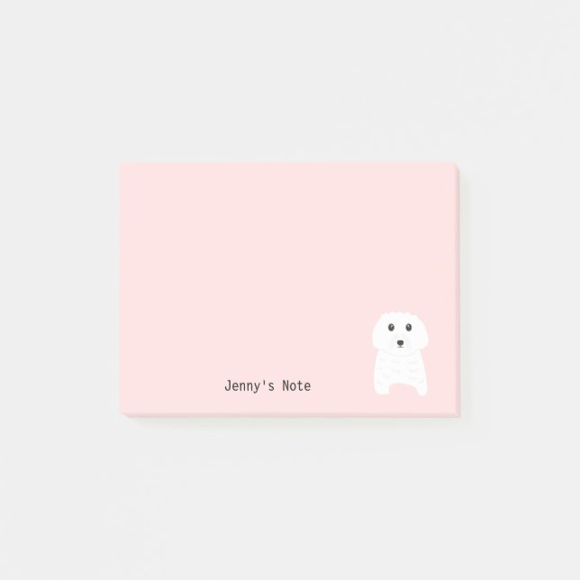 Cute White Teddy Bear Dog Pet Animal Custom name Post-it Notes (Front)