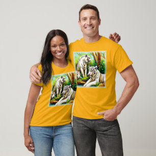 Cute White Tigers In The Jungle. Buy Now T-Shirt