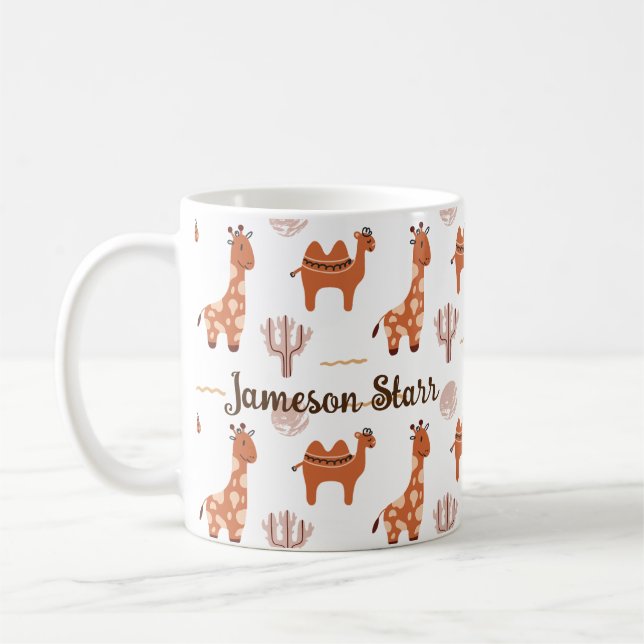 Cute White Toy Animal Cactus Camel Llama Coffee Mug (Left)