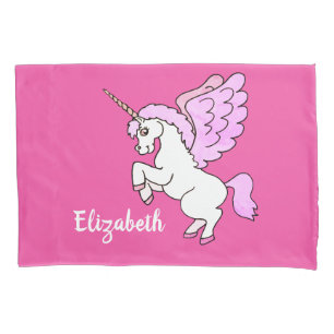 Cute White Unicorn Darker Hot Pink Personalize Pillowcase