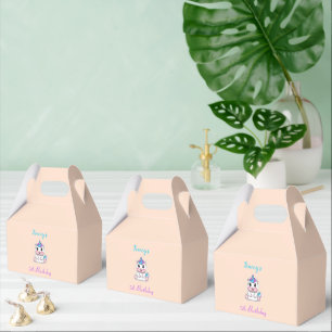 Cute white unicorn pink favor box